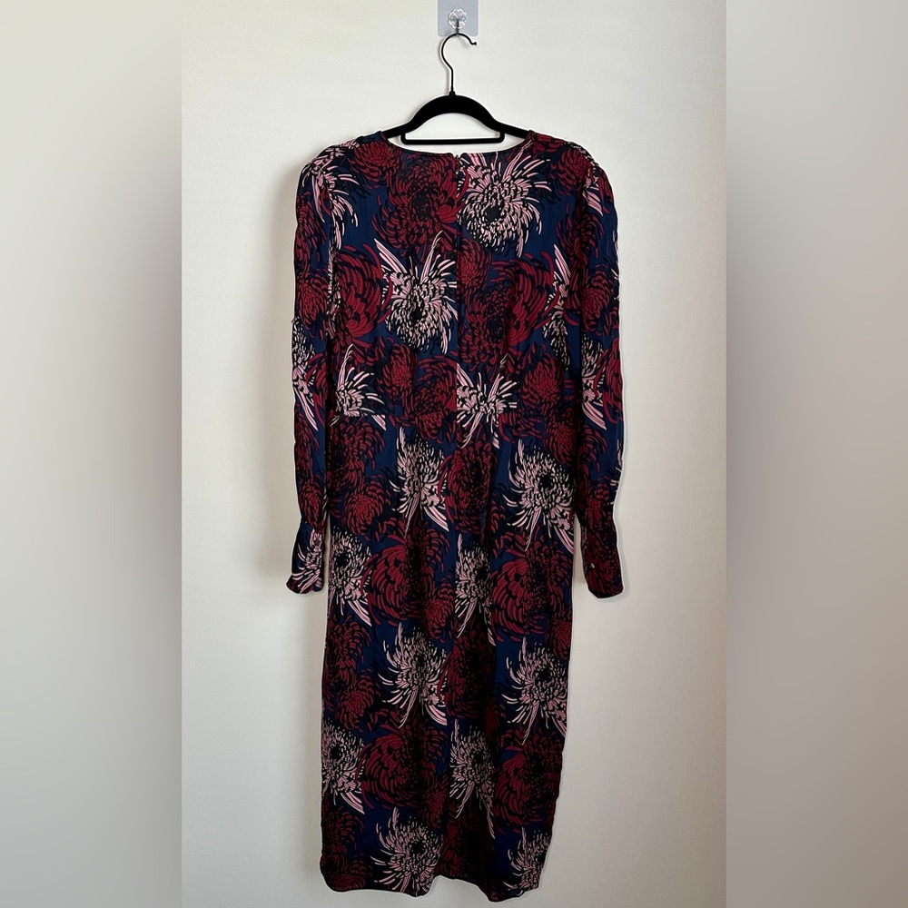 A.L.C. Floral Print Midi Dress in Navy, Burgundy & Blush - Picture 9 of 9